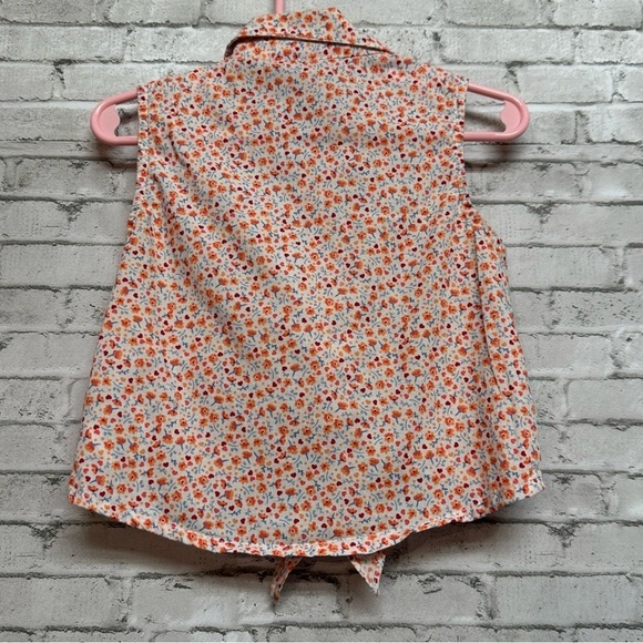 Kids Tops Lot of 2 Toddler Sleeveless 3T & 4T Floral Ruffle Tie Front Shirts - Picture 5 of 12